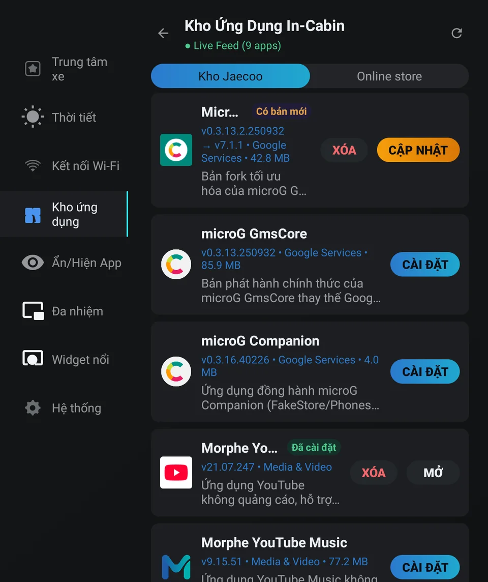 Jaecoo In-Car App Store