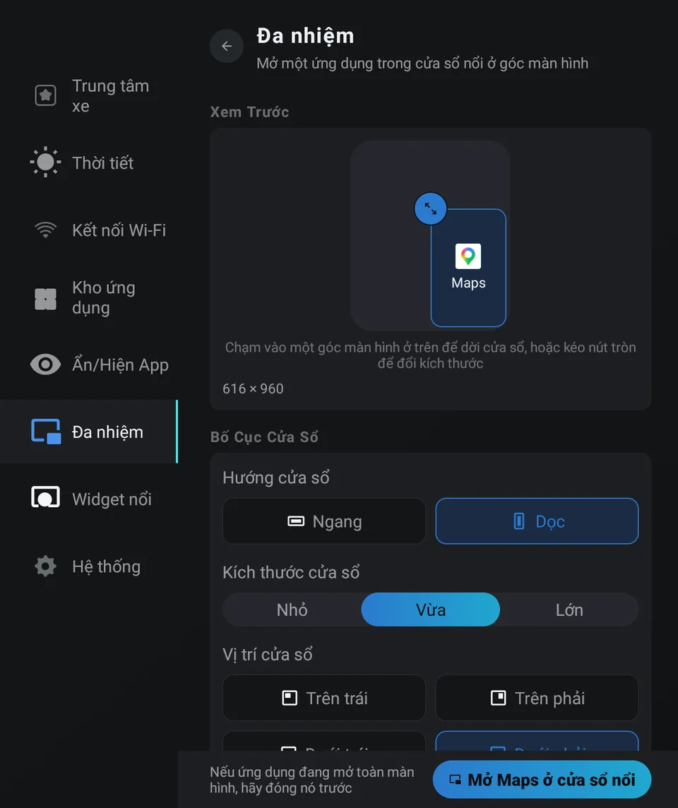 YouTube Floating Multitasking on Car Display