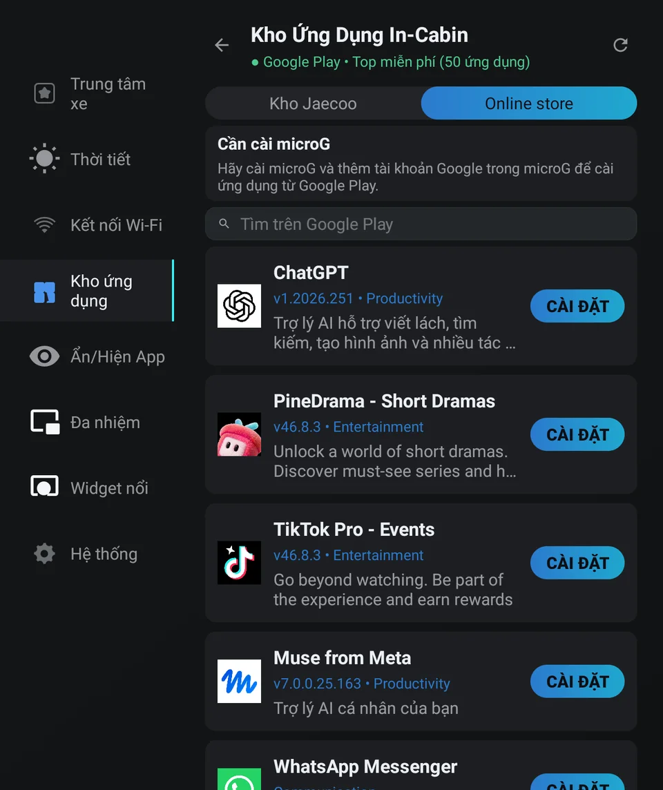 Google Play Store on Car