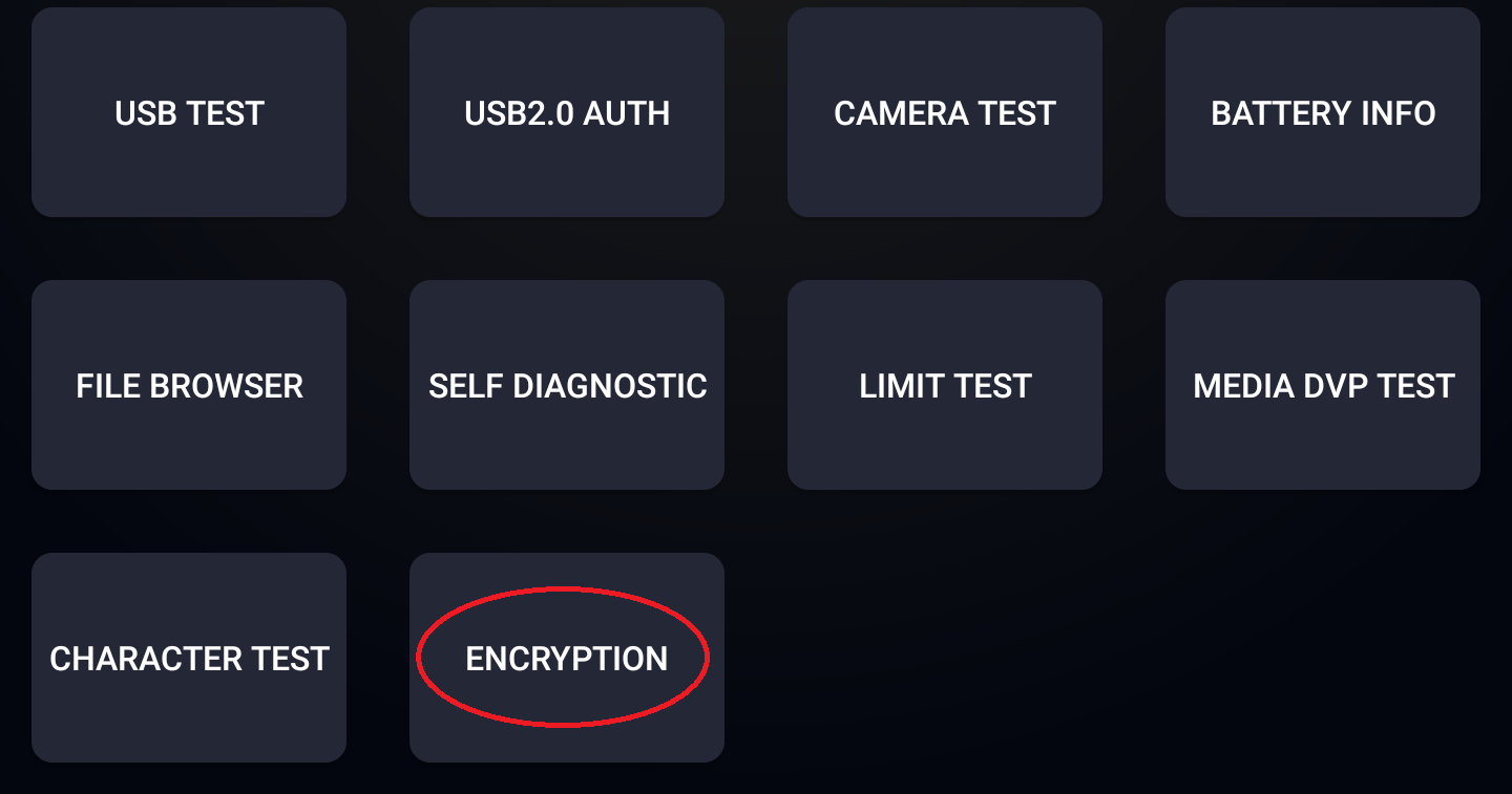 Open Encryption in engineering menu