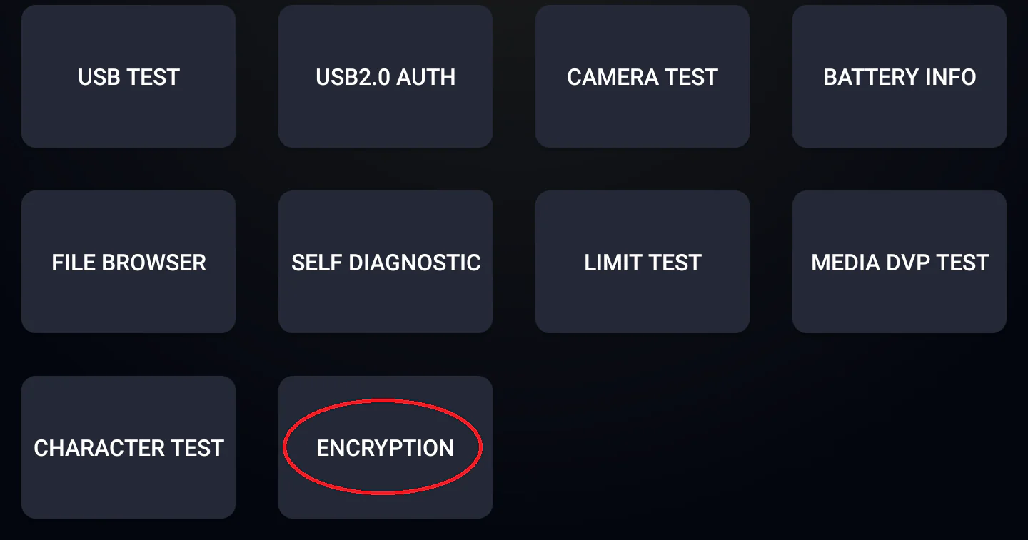 Open Encryption in engineering menu